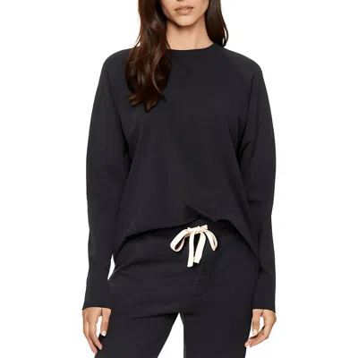 Label Womens Solid Cotton Sweatshirt In Black