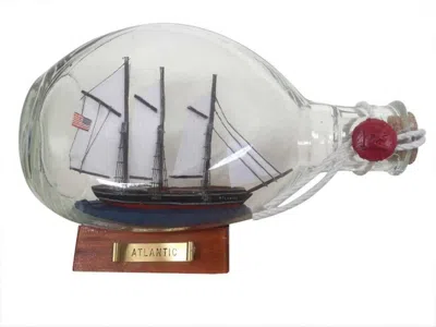 Handcrafted Cast Iron Atlantic Sailboat In A Glass Bottle 7"
