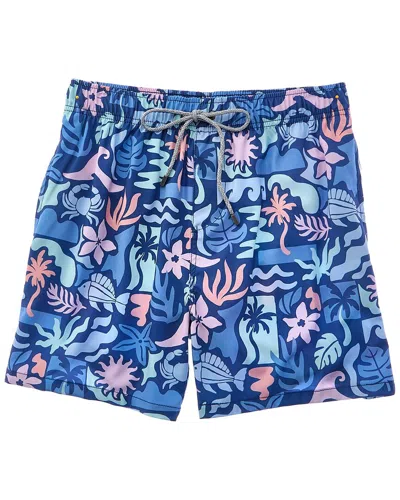 Vintage Summer 4-way Stretch Volley Swim Trunk In Blue