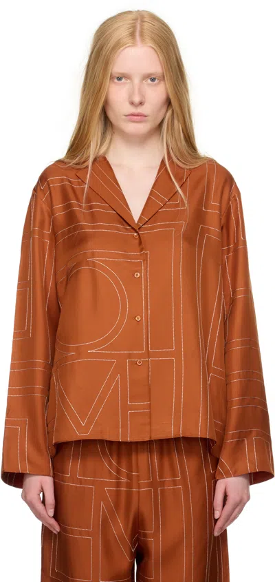 Totême Toteme Women Monogram Silk Shirt In Brown