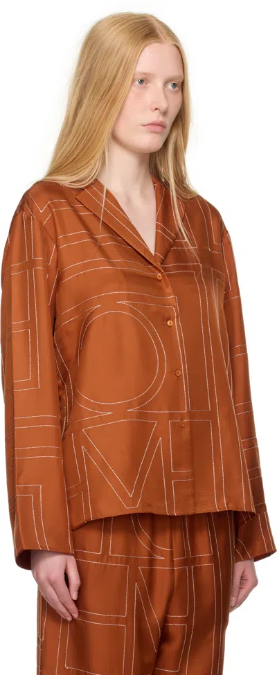 Totême Toteme Women Monogram Silk Shirt In Brown
