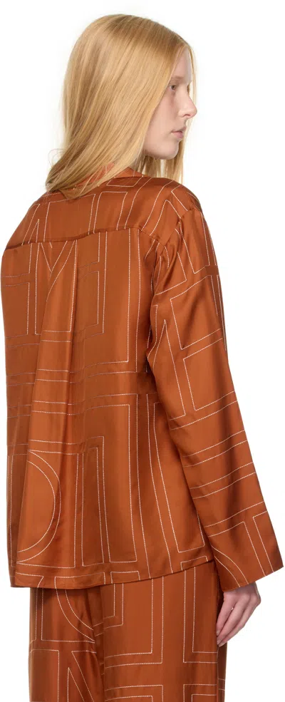 Totême Toteme Women Monogram Silk Shirt In Brown
