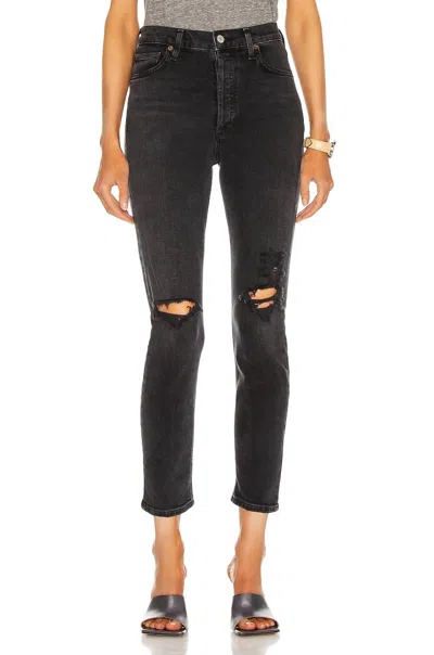 Agolde Nico High Rise Skinny Jeans In Cassette In Black