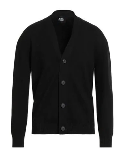 Alpha Studio Man Cardigan Black Size 38 Merino Wool In Black