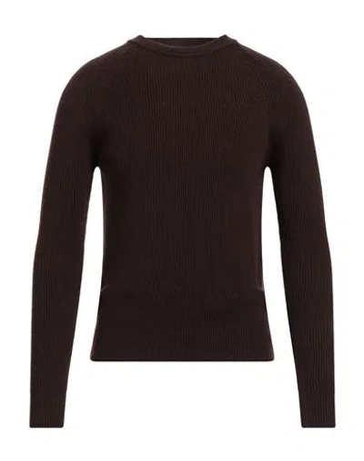 Alpha Studio Man Sweater Dark Brown Size 42 Merino Wool In Brown