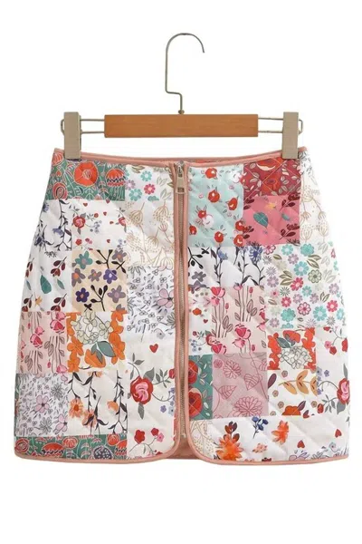 Sundayup Women's Patchwork Floral Print Skirt In Multicolor In Neutral