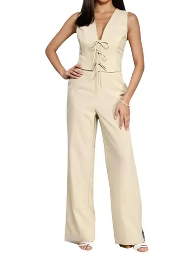 Milk & Honey Emma Bow Detail Vest & Pant Set In Taupe