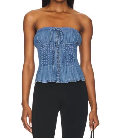 Free People Denim Wink Wink Tube Top In Medium Wash