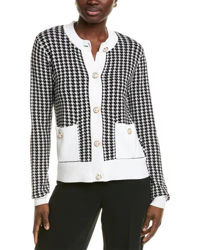 St John St. John Jacquard Knit Cardigan In Black