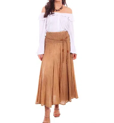 Scully Western Acid Wash Skirt In Khaki In Brown