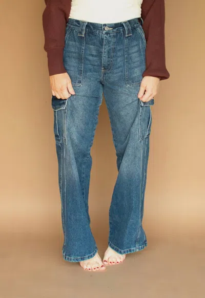Kancan Cam Cargo Jean In Dark Wash
