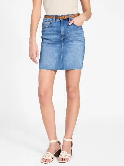 Guess Factory Eco Eleyna Denim High-rise Mini Skirt In Blue