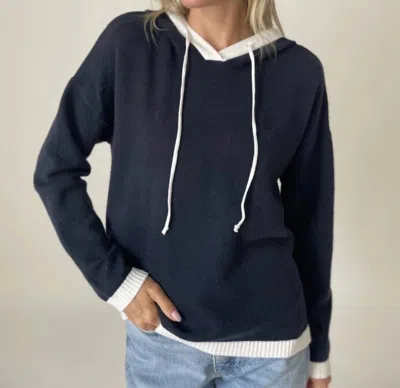 Six/fifty Jessica Colorblock Hoodie In Navy/white In Blue