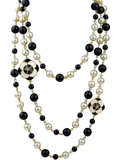 Liv Oliver 18k Plated 60.00 Ct. Tw. Onyx 9mm Pearl Endless Necklace In Gold