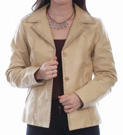 Scully Leather Jacket With Trim Edge And Back In Tan In Brown