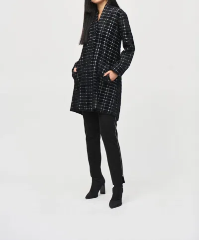 Joseph Ribkoff Bohemian Windowpane Blend Coat In Black/white In Black