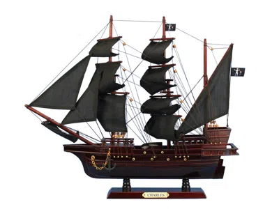 Handcrafted Cast Iron Wooden John Halsey's Charles Pirate Ship Model 20"