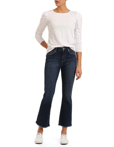 Mavi Anika Mid Rise Crop Flare Jeans In Deep Organic Blue In Blue