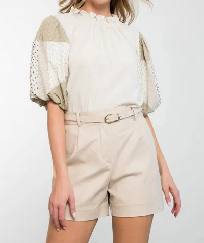 Thml Aileen Textured Puff Sleeve Top In Cream In Neutral