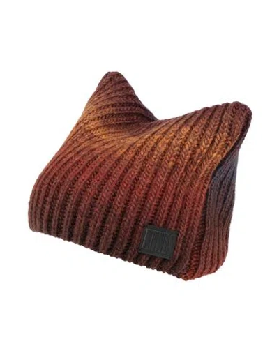 Knwls Brown & Purple Precious Square Beanie In Brown