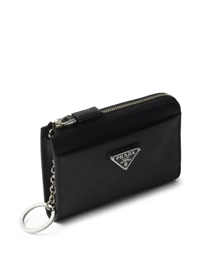 Prada Zip-around Key Case In Black