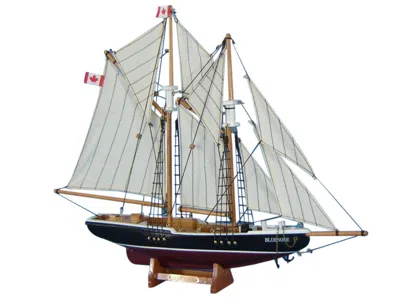Handcrafted Cast Iron Wooden Bluenose Model Sailboat Decoration 17"