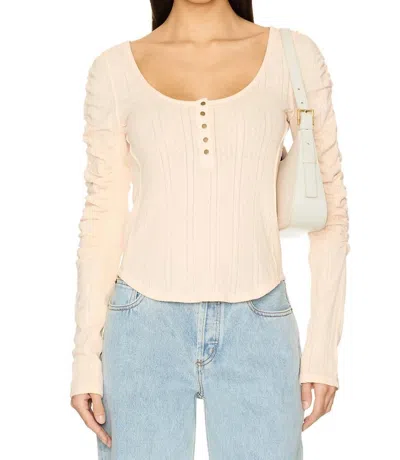 Free People Hope Henley Long Sleeve Shirt In Strawberry Float In Neutral