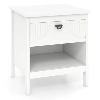 Hivvago 2-tier Wood Nightstand With Drawer And Open Storage Shelf For Bedroom
