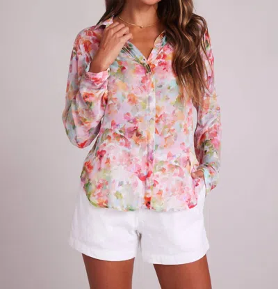 Bella Dahl Full Button Down Shirt In Ipanema Floral Print In Pink