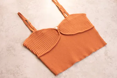 Lush Women's Sweetheart Neck Cropped Top In Ginger In Brown