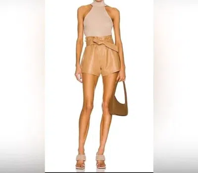 Marissa Webb Banks Paperbag Leather Boyfriend Shorts In Fawn In Neutral
