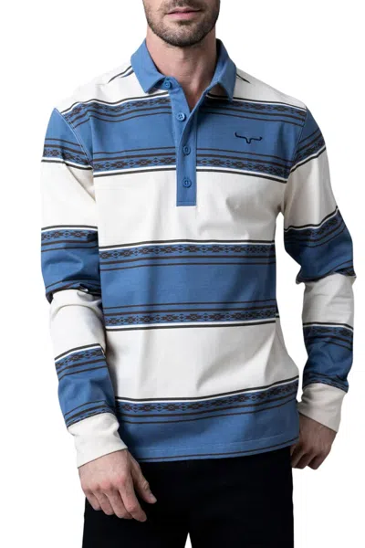 Kimes Ranch Men's Adobe Rugby Long Sleeve Polo Shirt In Slate Blue