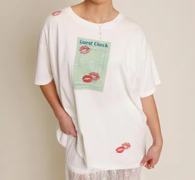 Daydreamer Guest Check Tee In White In White