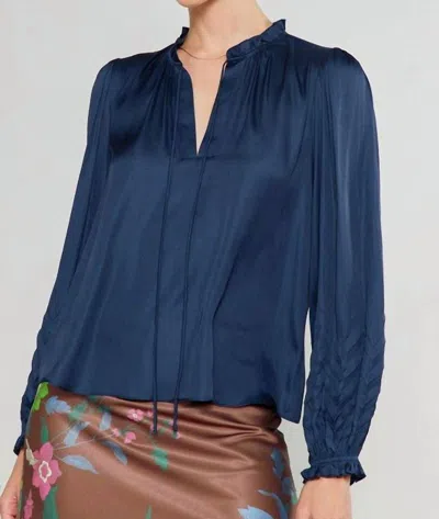 Current Air Chevy Long Sleeve Blouse In Navy In Blue