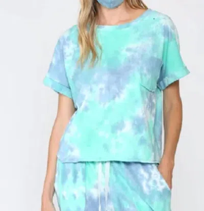 Fate Tie Dye Top In Turquoise In Blue