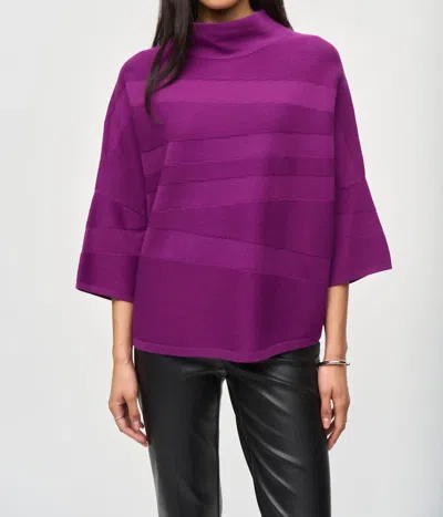 Joseph Ribkoff Mock Neck Three Quarter Sleeve Sweater In Empress In Purple
