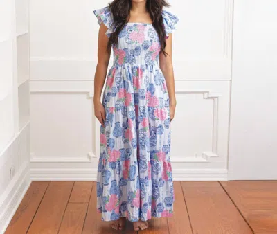 8 Oak Lane Ginger Jar Bouquet Smocked House Dress In Blue In Multi