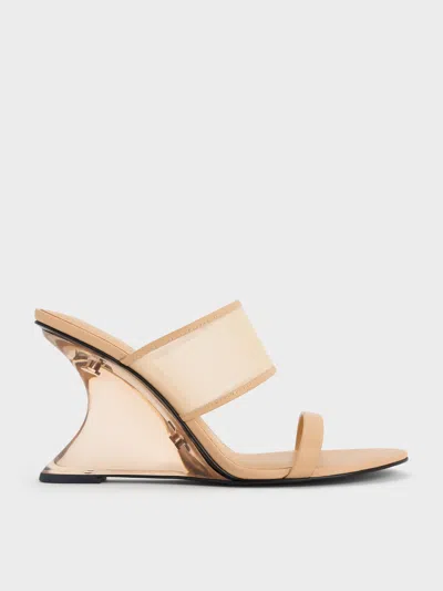 Charles & Keith - Mesh Sculptural-heel Wedges