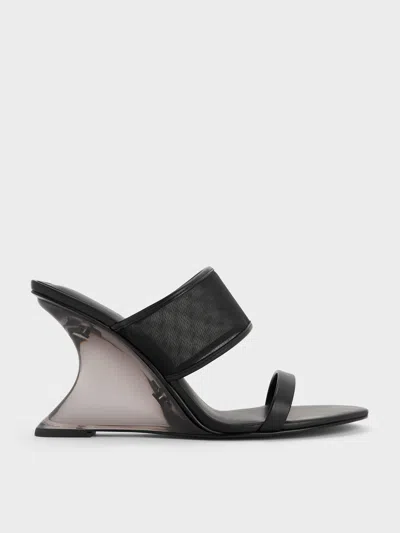 Charles & Keith - Mesh Sculptural-heel Wedges