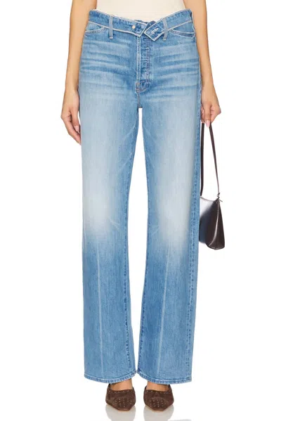 Mother Foldover Dodger Sneak Jean In Light Blue In Blue