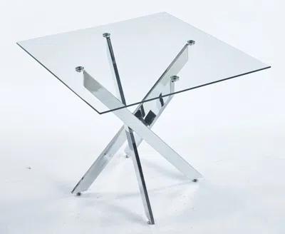 Streamdale Furniture Streamdale Glass Dining Table With Cross Metal Legs (90x90x75cm)