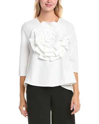 Gracia Flower Top In White