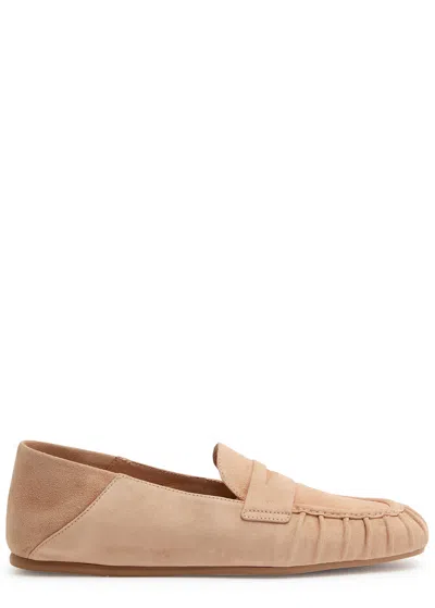 Stuart Weitzman Suede Finish Round Toe Brooks Loafers