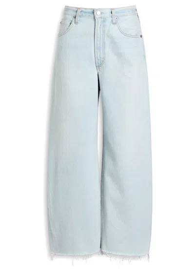 Agolde Vana Draped Low-rise Wide-leg Jeans In Blue