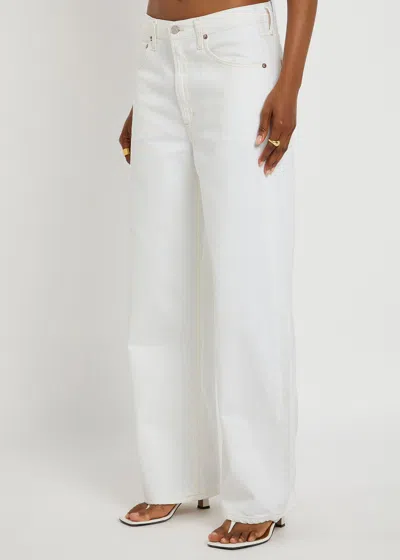 Agolde Low Curve Frayed Jeans In White