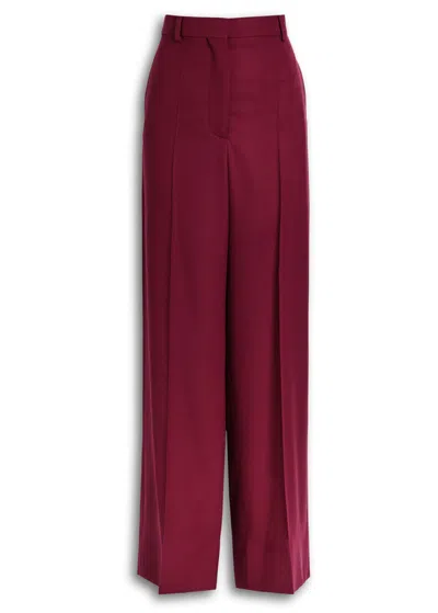 Stella Mccartney Bordeaux Pants With Concealed Closure On The Front In Wool Woman In Red