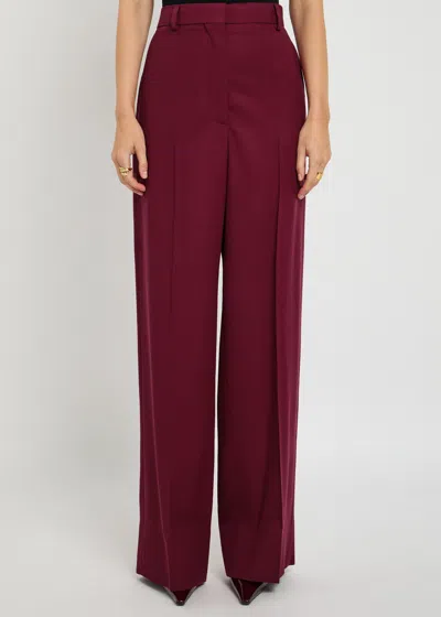 Stella Mccartney Bordeaux Pants With Concealed Closure On The Front In Wool Woman In Red