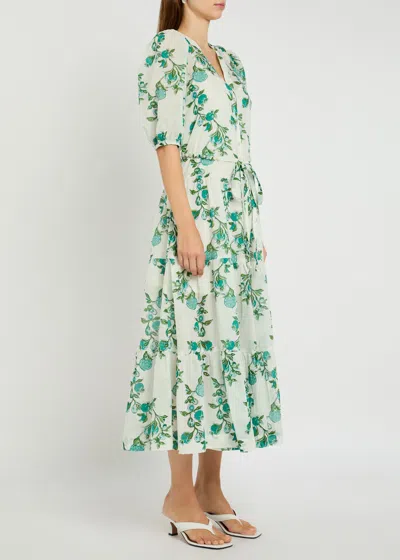 Hannah Artwear Anyeta Printed Cotton Midi Dress In Green
