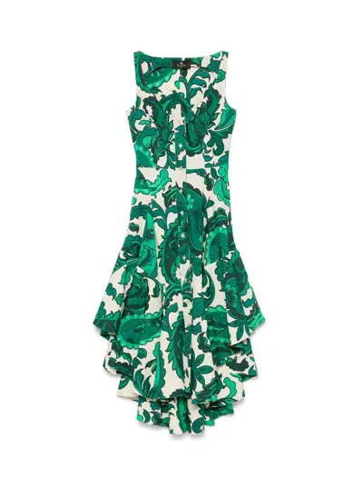 Etro Paisley Print Asymmetric Midi Dress