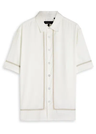 Rag & Bone Dalton Embroidered Short Sleeve Button-up Shirt In White